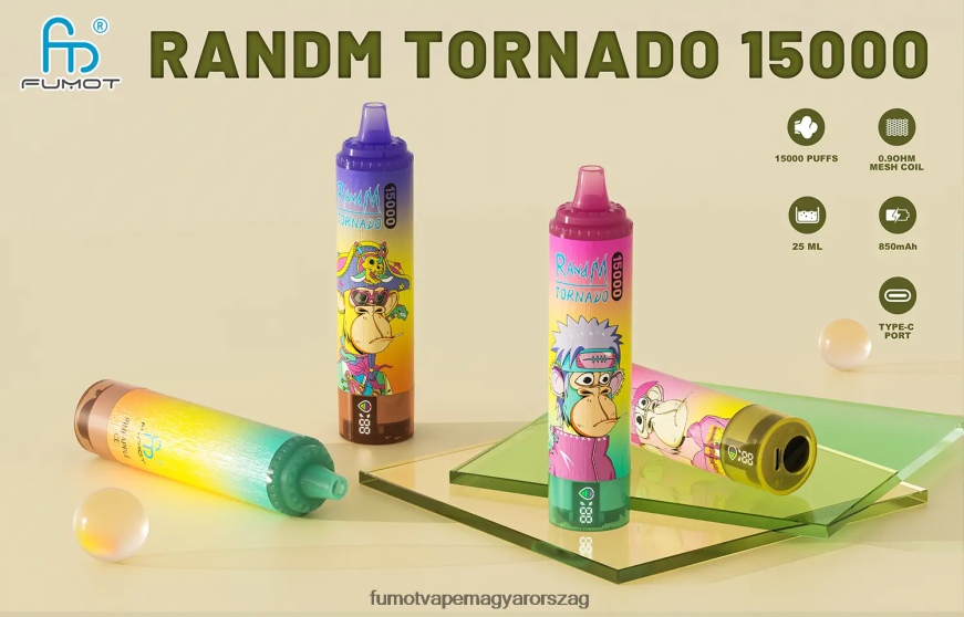 áfonya jégen Fumot flavors 6ZBT2B164 Fumot Tornado 15000 eldobható vape 25ml (1 db)