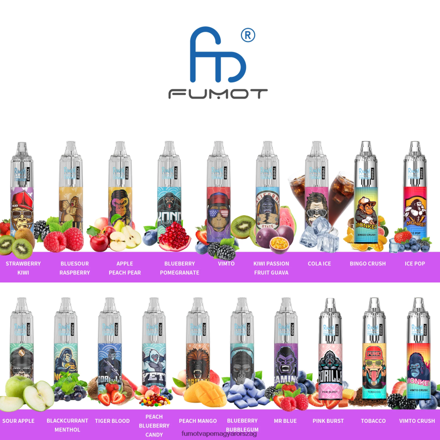 vegyes bogyók Fumot flavors 6ZBT2B524 Fumot Tornado 0% 7000 14 ml-es eldobható vape toll (1 db)