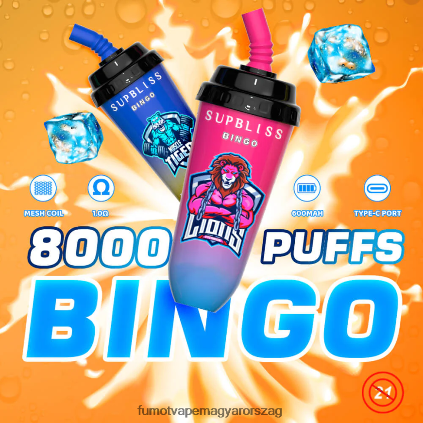 eper banán Fumot vape flavours 6ZBT2B407 Fumot Supbliss Bingo 16 ml-es 8000-es eldobható vape pod eszköz (1 db)