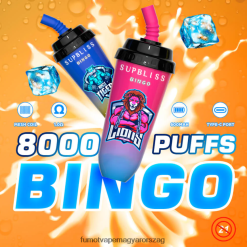 őszibarack mangó Fumot flavors 6ZBT2B404 Fumot Supbliss Bingo 16 ml-es 8000-es eldobható vape pod eszköz (1 db)